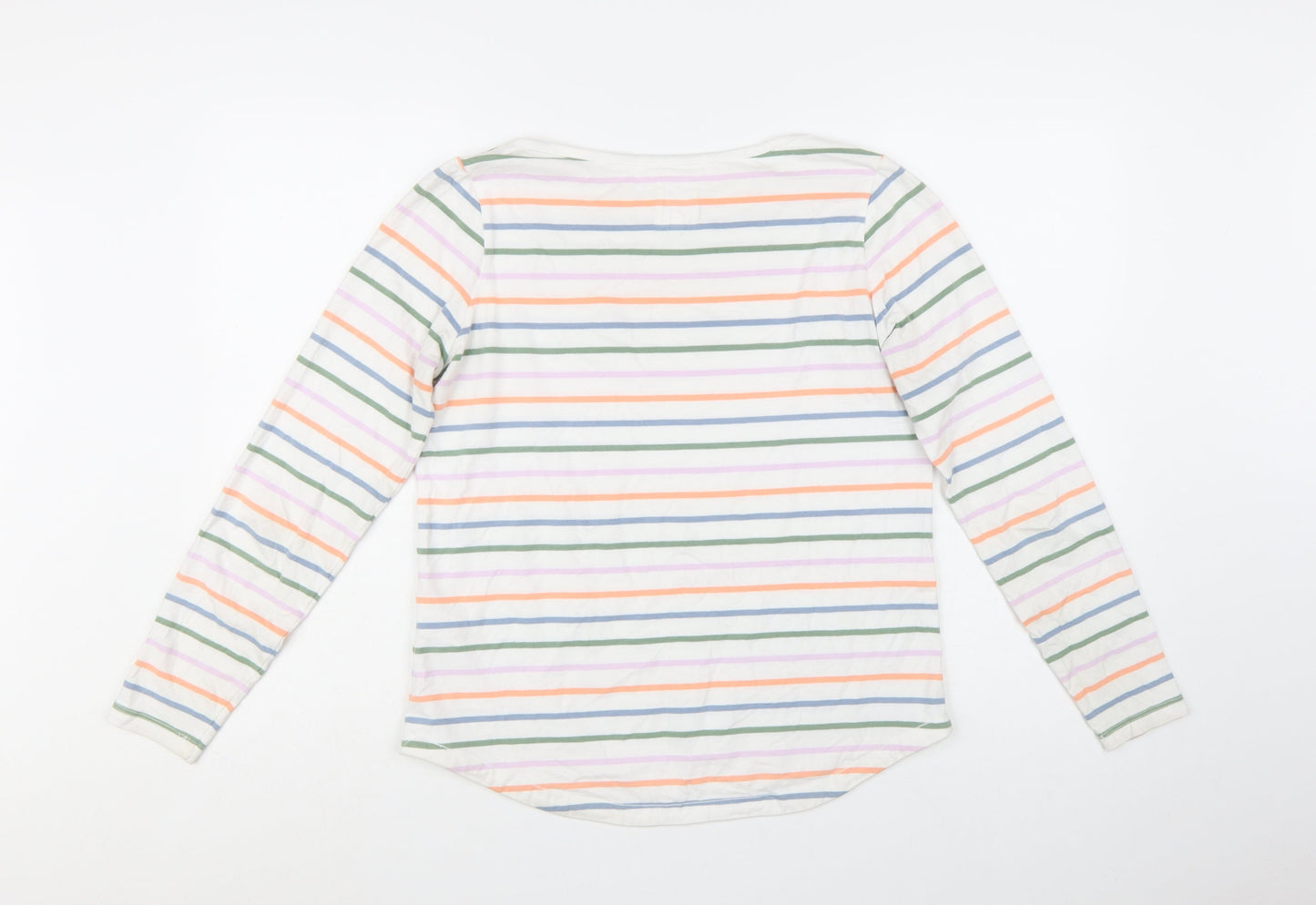 Fat Face Womens Multicoloured Striped Cotton Long Sleeve T-Shirt Size 10