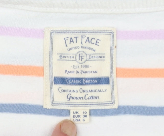 Fat Face Womens Multicoloured Striped Cotton Long Sleeve T-Shirt Size 10
