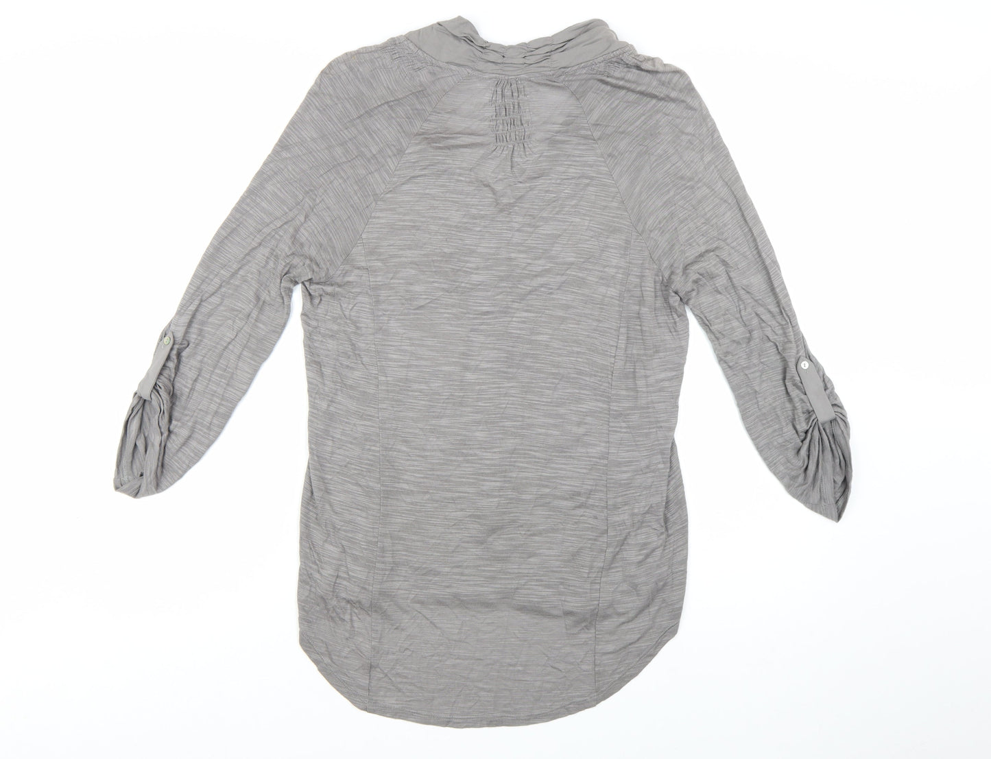 Cupio Womens Grey Embroidered Tunic Blouse Size L 3/4 Sleeve