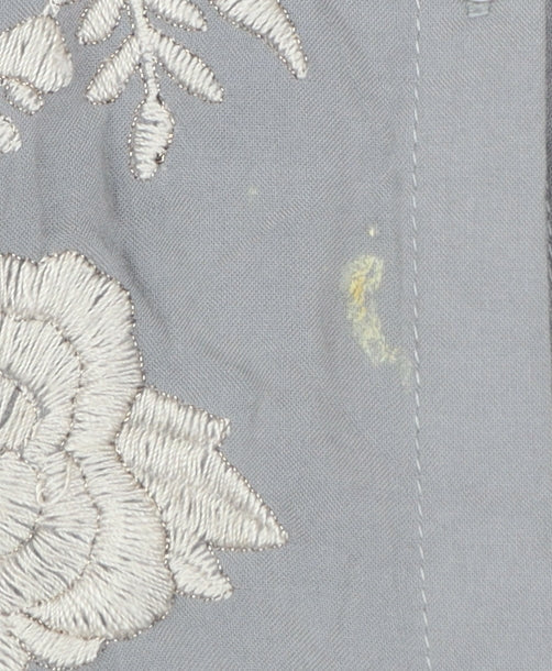 Cupio Womens Grey Embroidered Tunic Blouse Size L 3/4 Sleeve