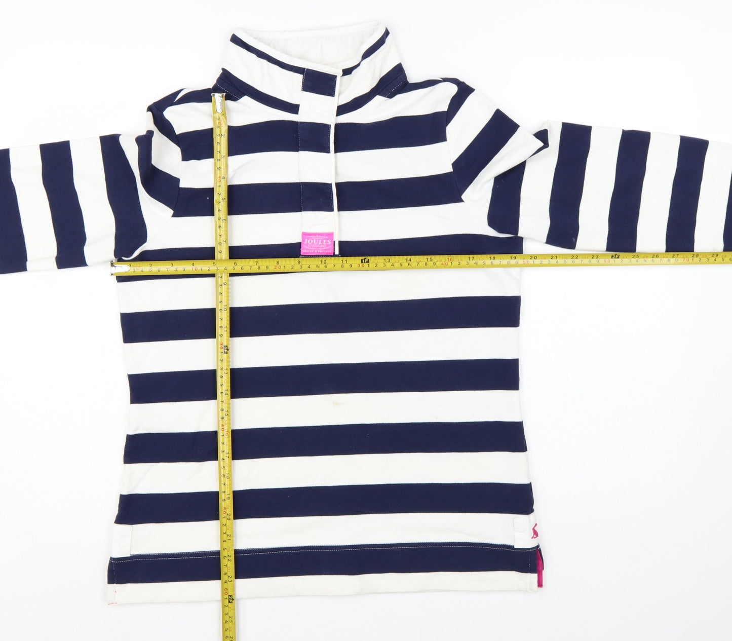 Joules Women’s Blue White Striped Roll Neck Long Sleeve Top UK 12