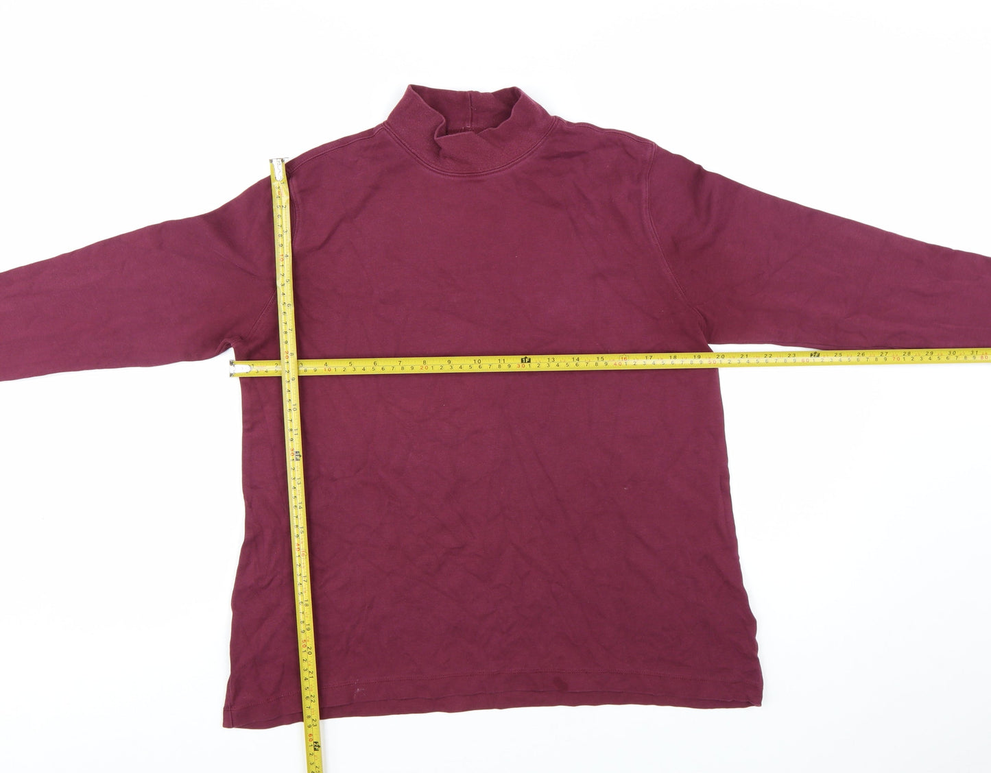 Lands' End Women's Red Roll Neck Long Sleeve Tall Cotton Top Size M