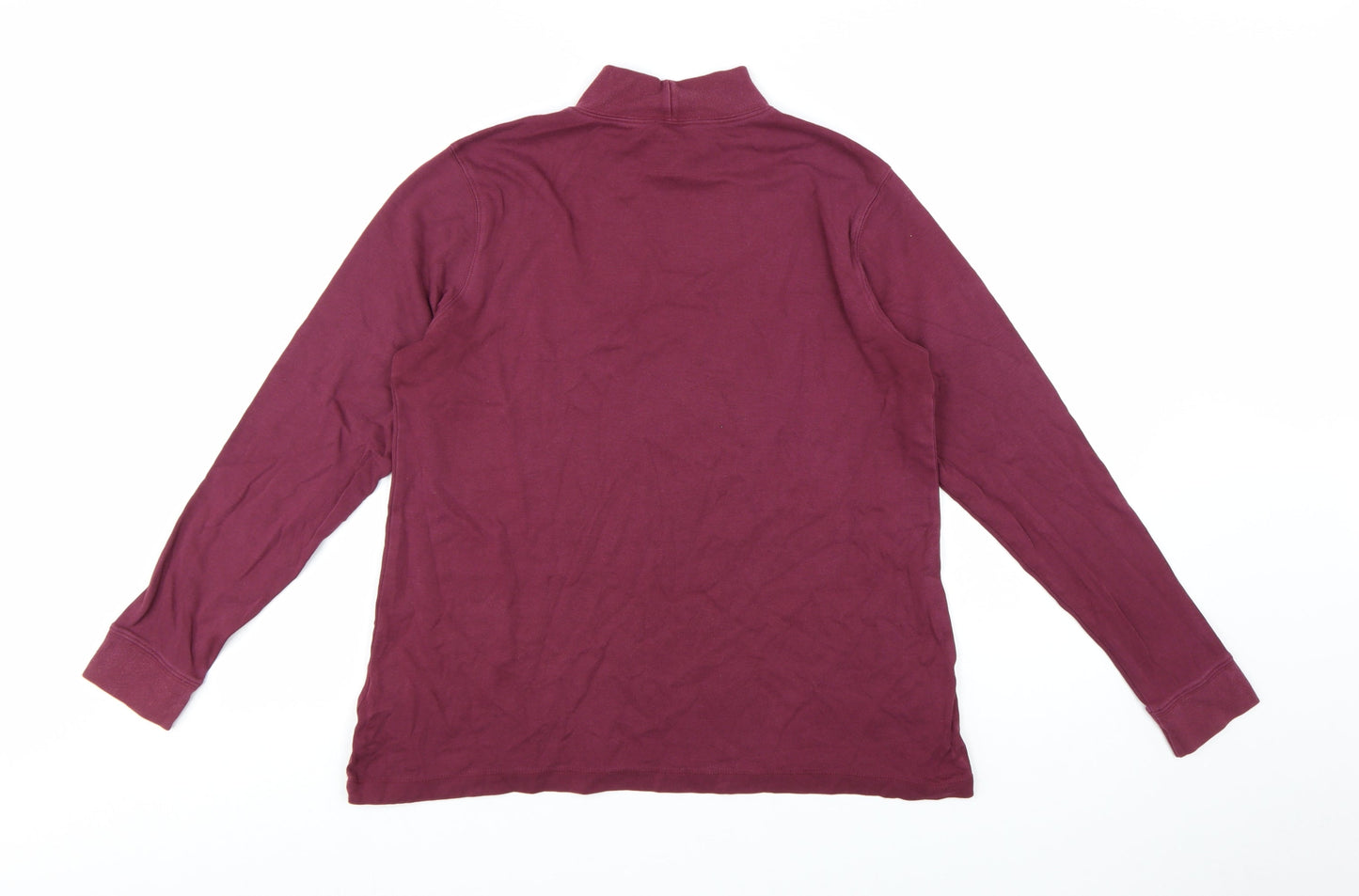 Lands' End Women's Red Roll Neck Long Sleeve Tall Cotton Top Size M
