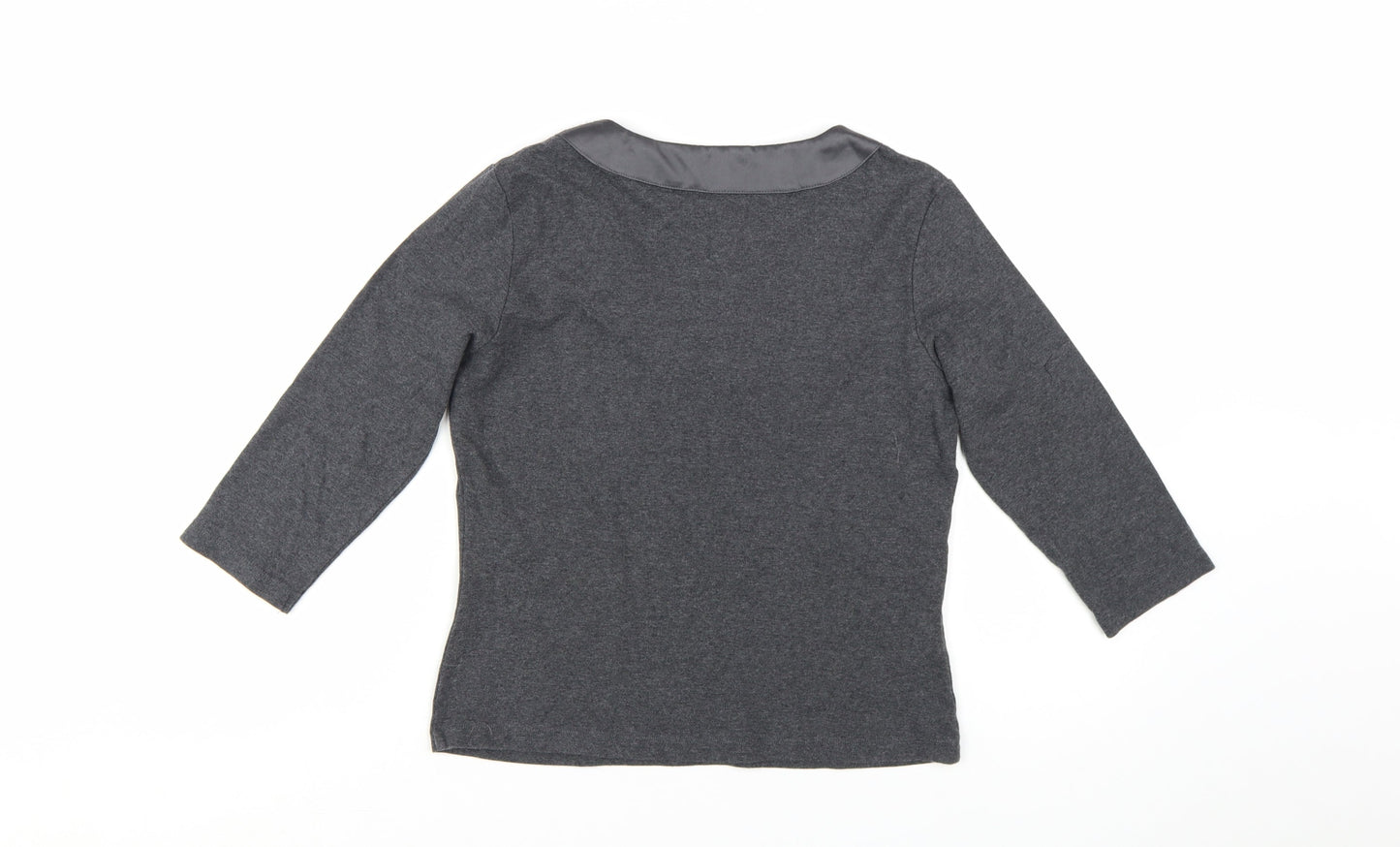 CC Petite Grey Embellished Scoop Neck 3/4 Sleeve Tunic Blouse Size S