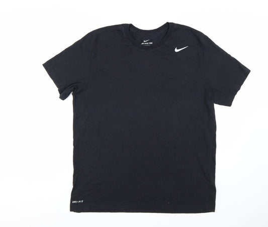 Nike Men's Black Dri-FIT Crew Neck Short Sleeve T-Shirt L Regular Fit
