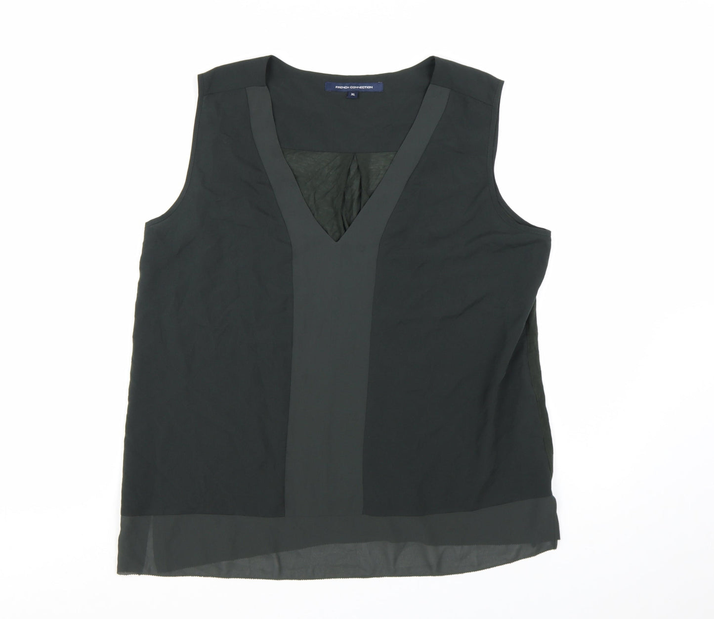 French Connection Women's Black V-Neck Sleeveless Blouse XL