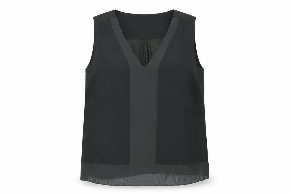 French Connection Women's Black V-Neck Sleeveless Blouse XL