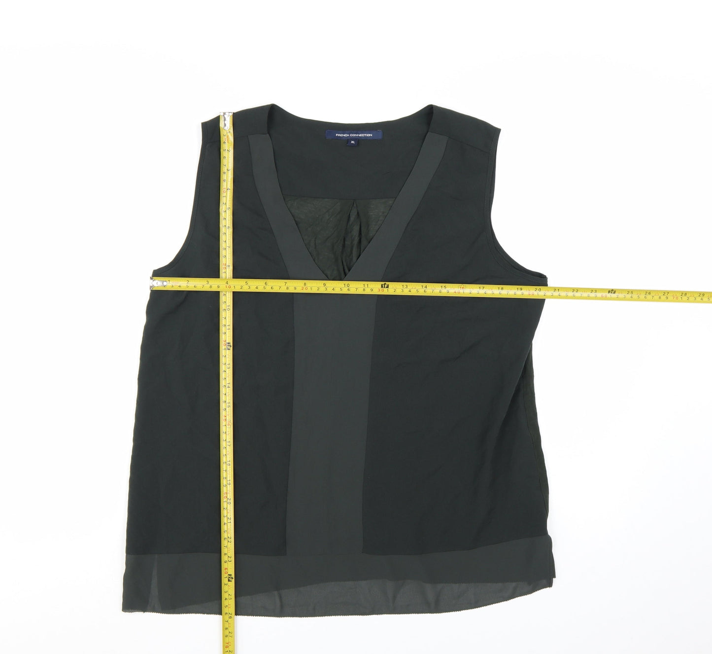 French Connection Women's Black V-Neck Sleeveless Blouse XL