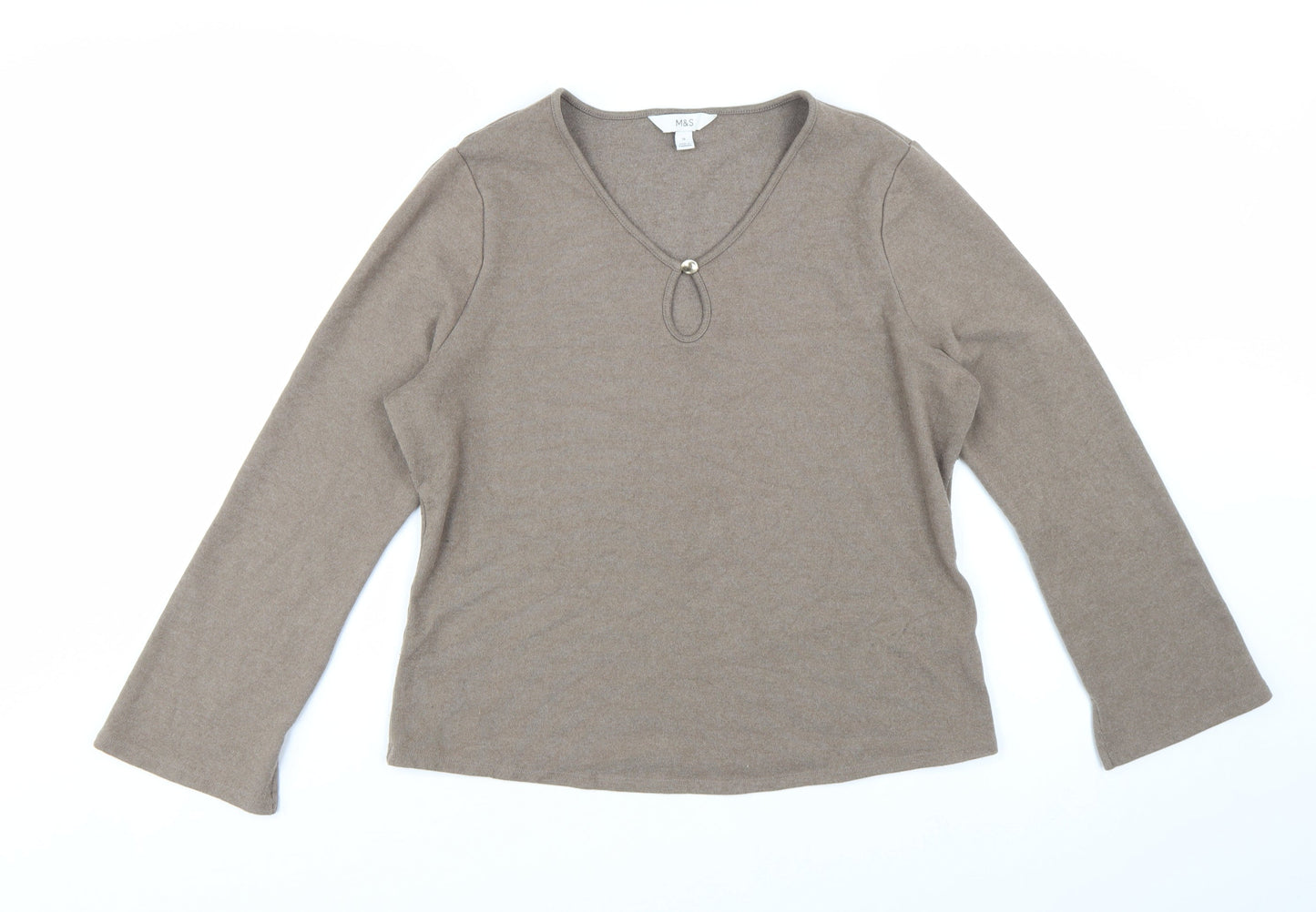 Marks and Spencer Womens Beige V-Neck Pullover Jumper Size 18