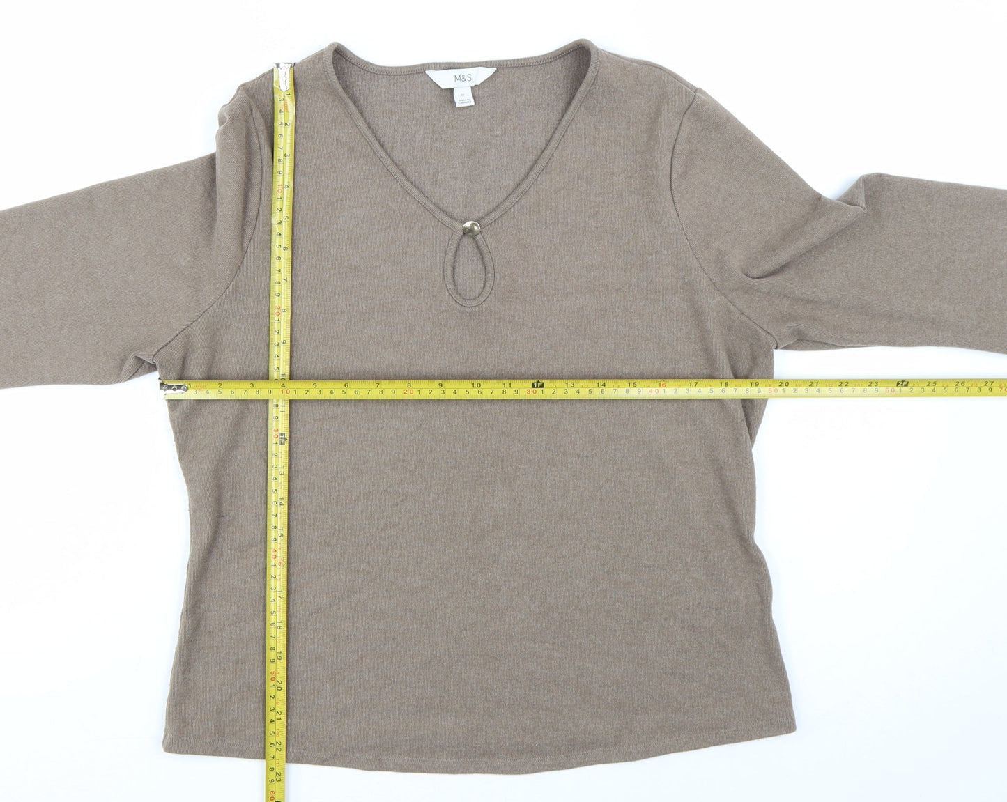 Marks and Spencer Womens Beige V-Neck Pullover Jumper Size 18