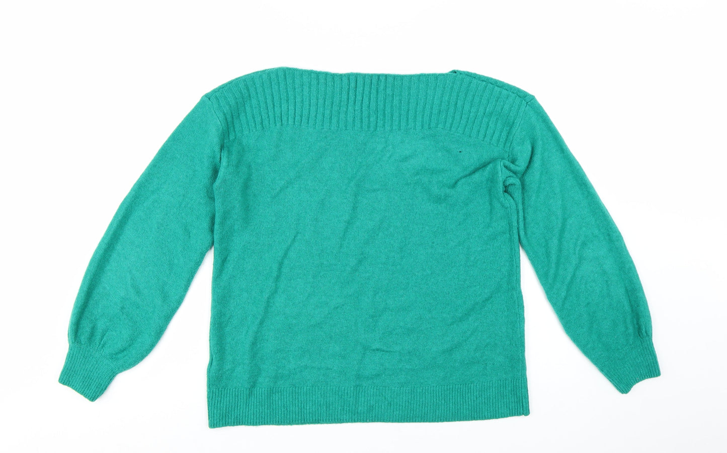 Monsoon Women's Green Boat Neck Wool Blend Pullover Jumper Size M