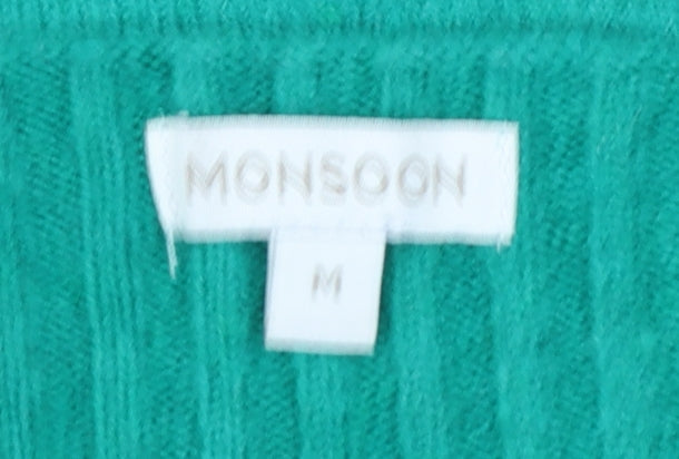 Monsoon Women's Green Boat Neck Wool Blend Pullover Jumper Size M