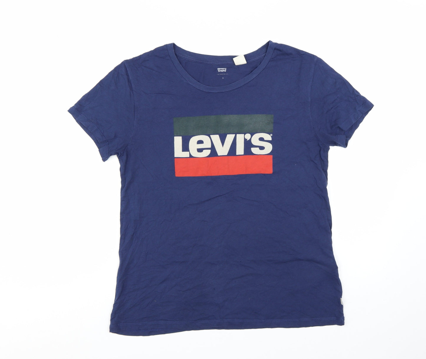 Levi's Women's Blue Crew Neck Cotton T-Shirt Size M