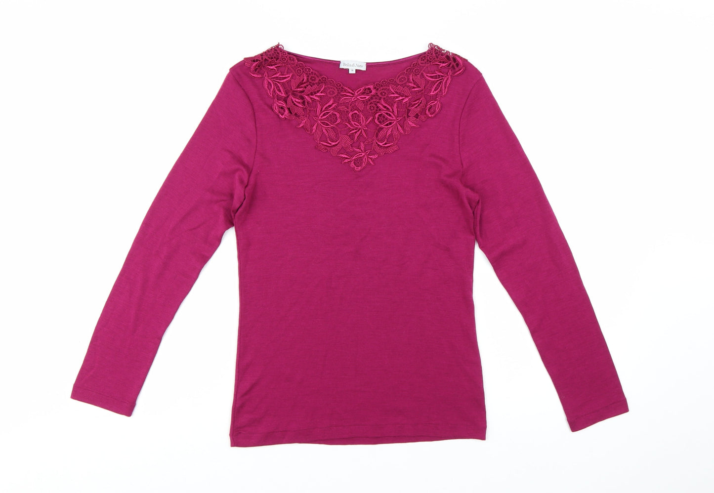 Bella di Notte Women’s Pink Merino Wool Silk Blend Long Sleeve Pullover Jumper Size 14