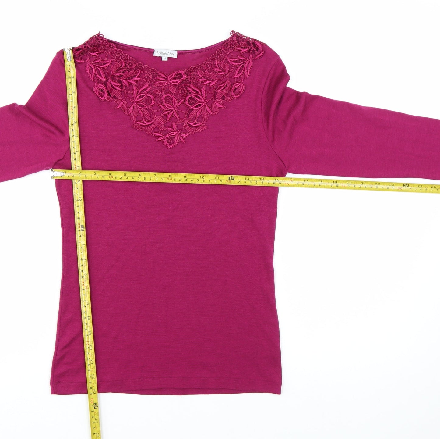 Bella di Notte Women’s Pink Merino Wool Silk Blend Long Sleeve Pullover Jumper Size 14