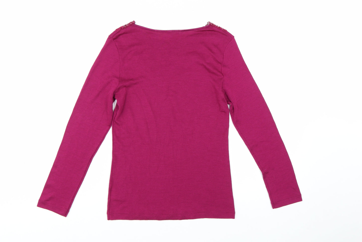 Bella di Notte Women’s Pink Merino Wool Silk Blend Long Sleeve Pullover Jumper Size 14
