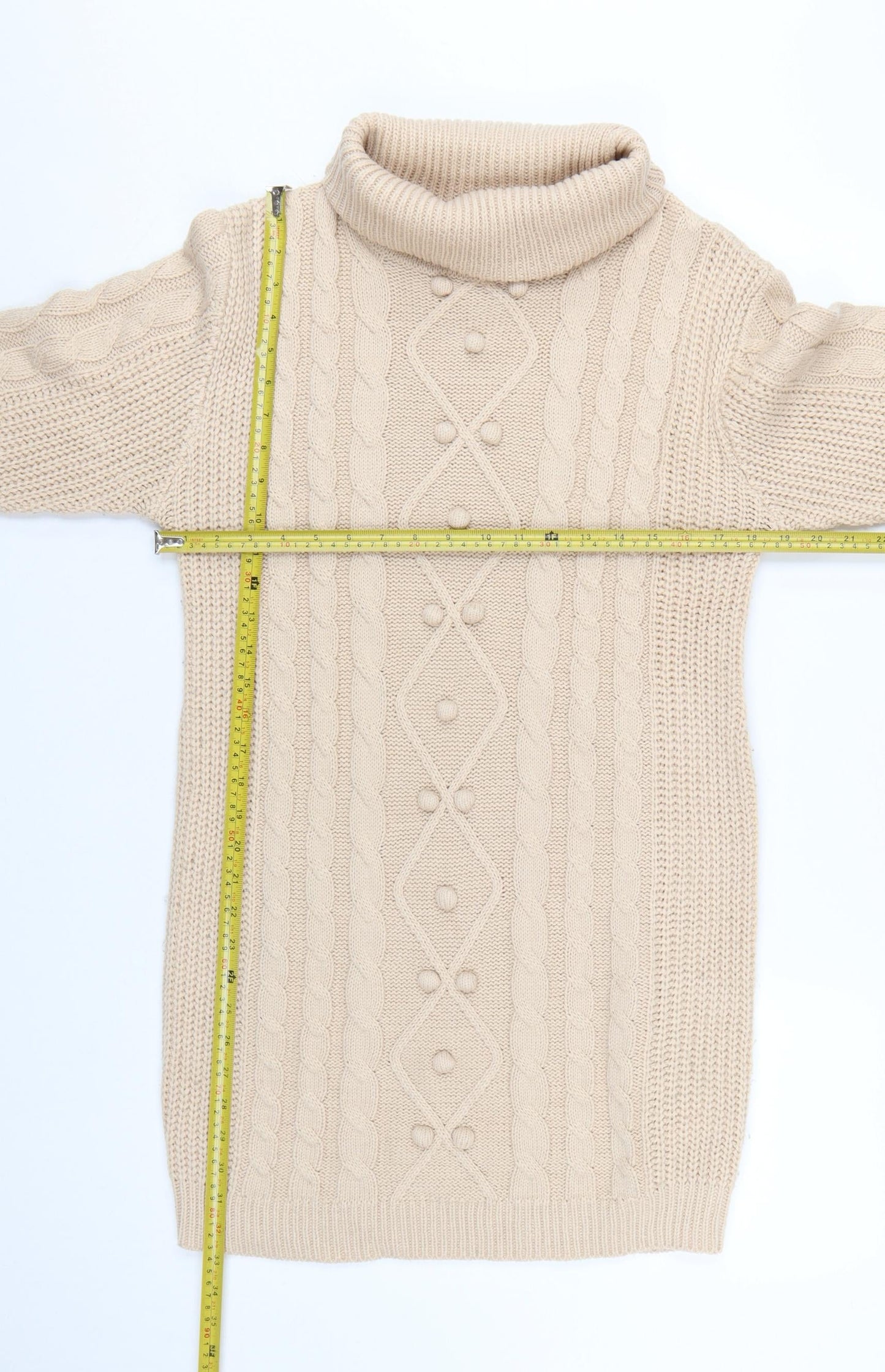 Brave Soul Women’s Beige Roll Neck Cable Knit Jumper Size L