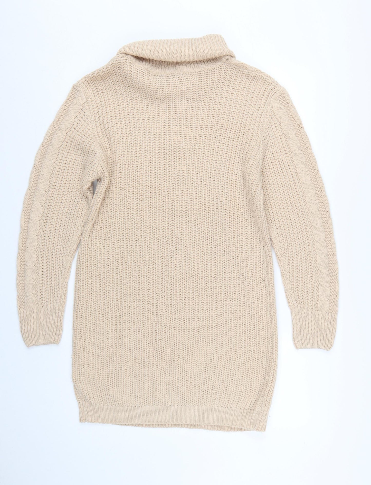Brave Soul Women’s Beige Roll Neck Cable Knit Jumper Size L