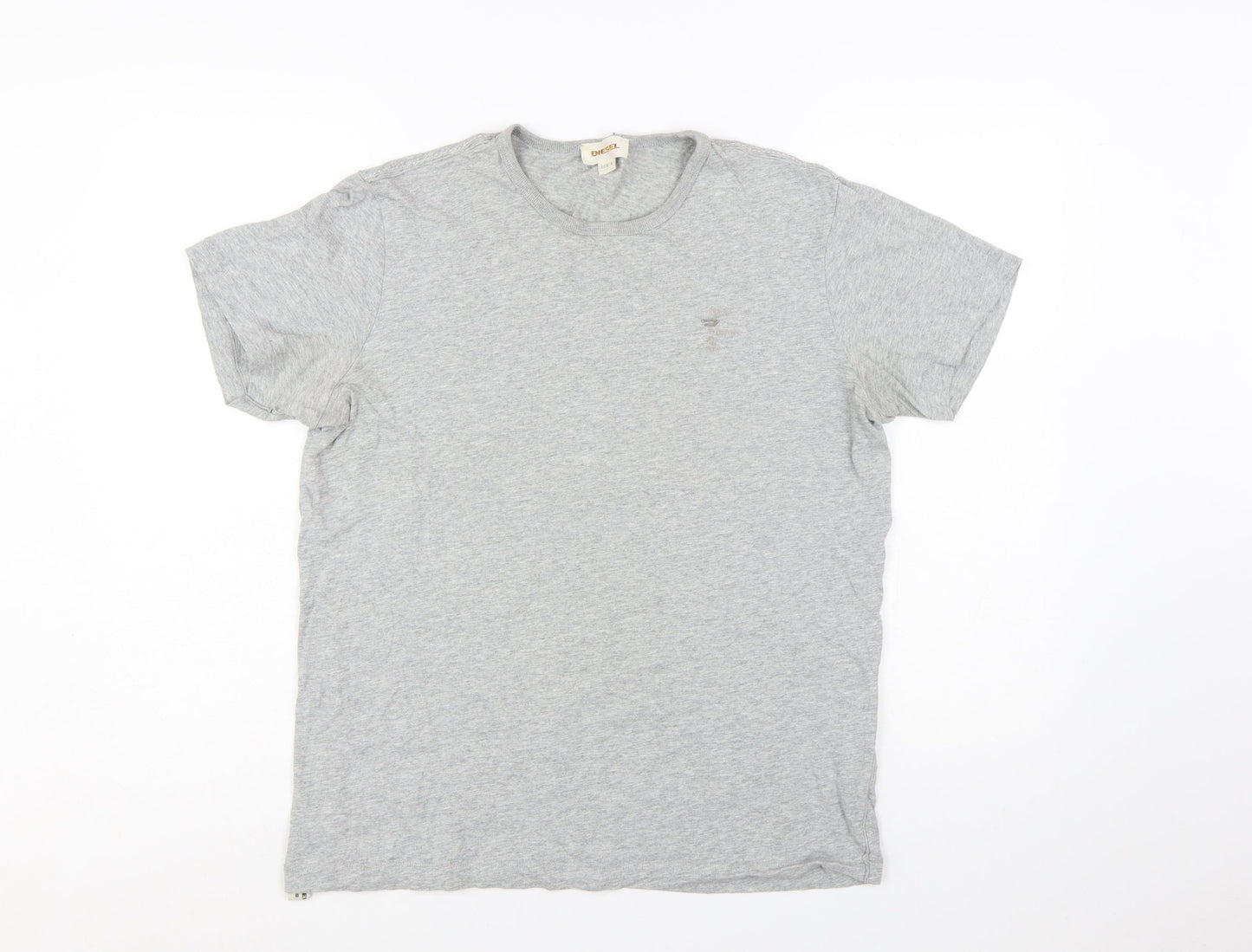 Diesel Men's Grey Crew Neck Cotton T-Shirt Size L Classic Fit