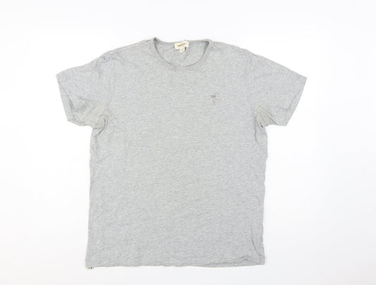 Diesel Men's Grey Crew Neck Cotton T-Shirt Size L Classic Fit
