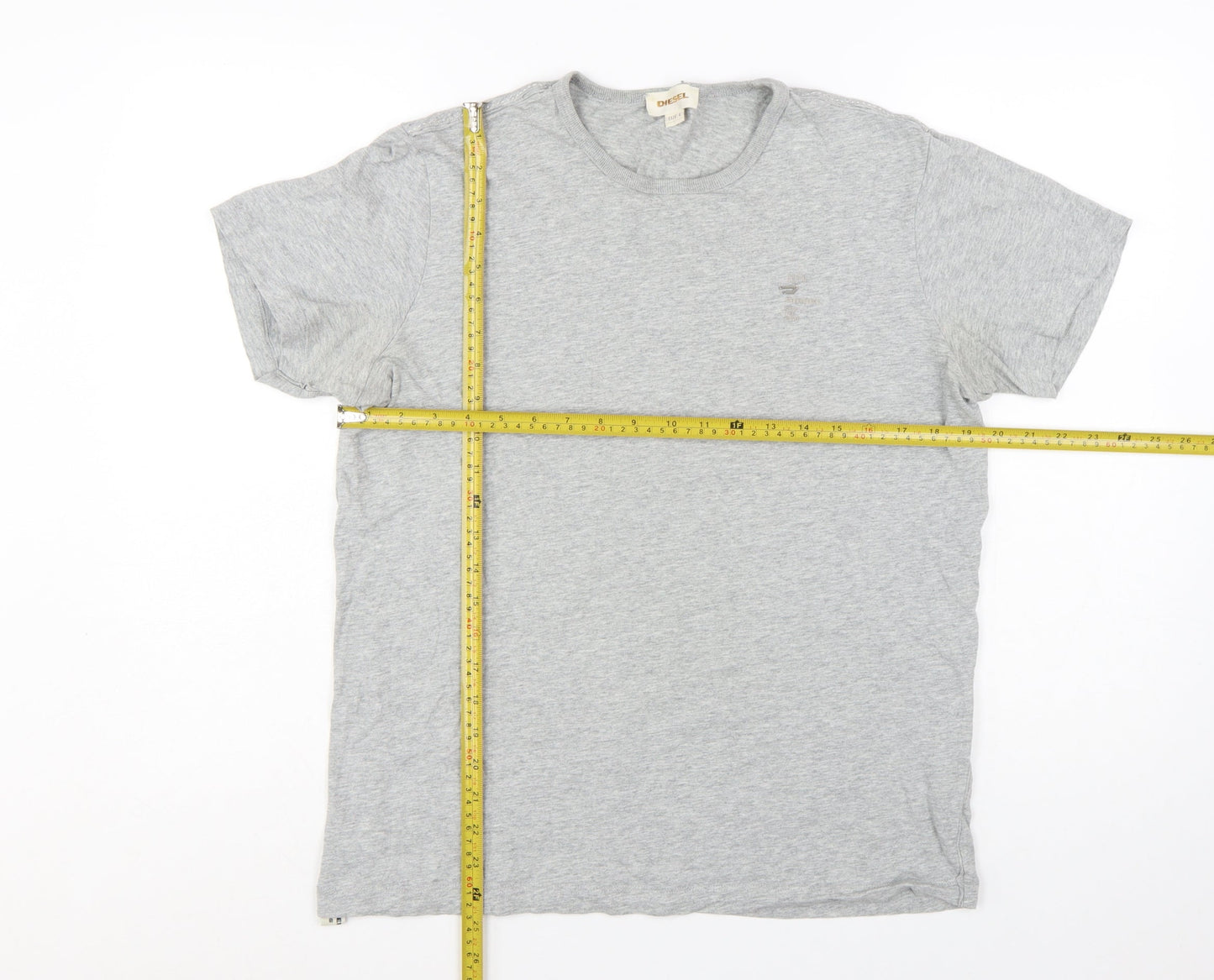 Diesel Men's Grey Crew Neck Cotton T-Shirt Size L Classic Fit