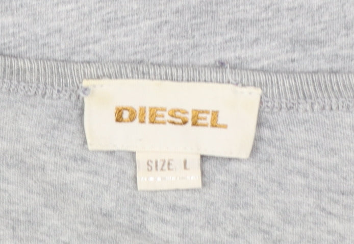 Diesel Men's Grey Crew Neck Cotton T-Shirt Size L Classic Fit