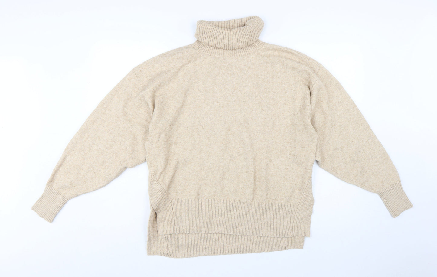 & Other Stories Women’s Beige Wool Cashmere Roll Neck Jumper Size 8