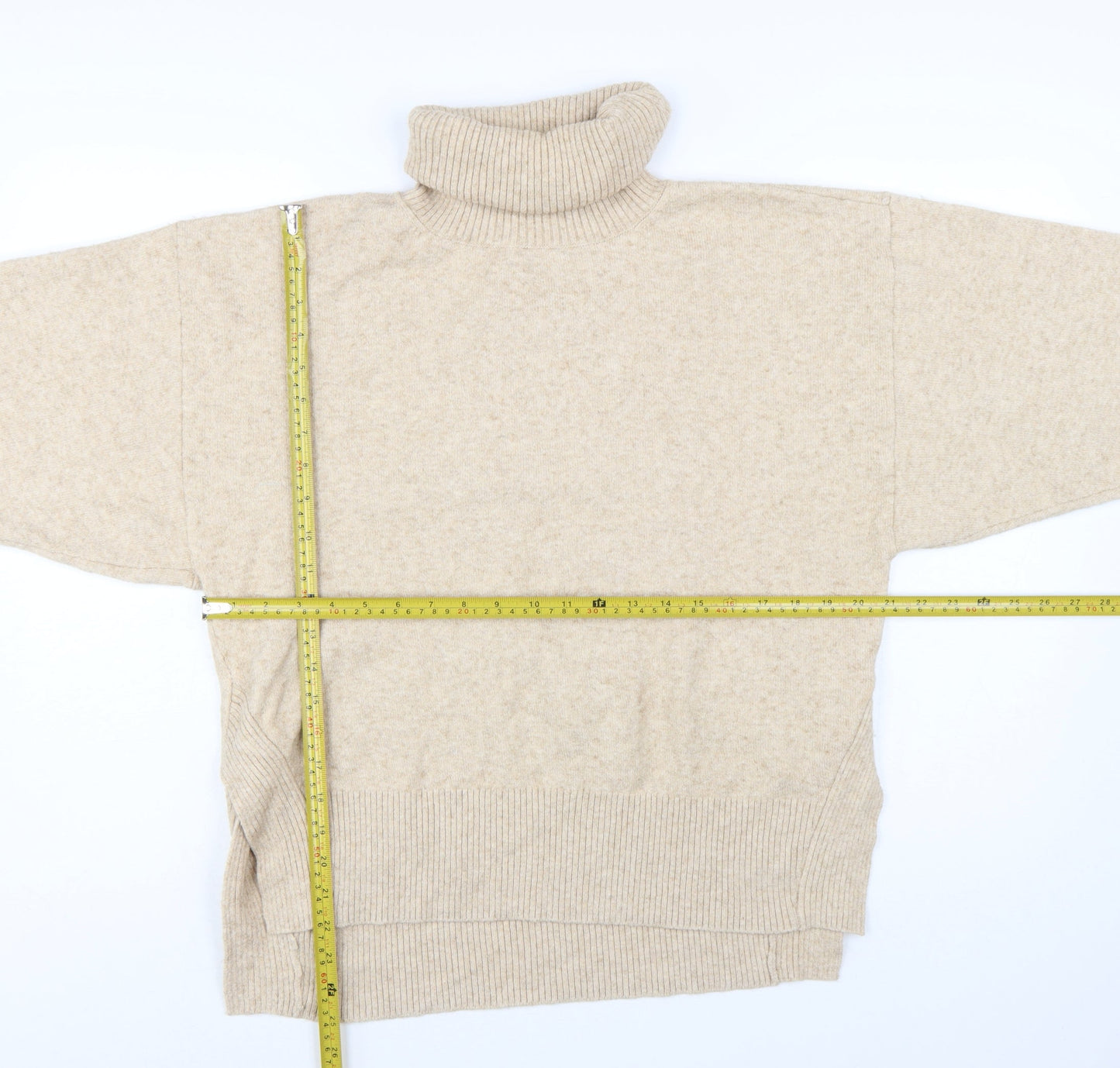 & Other Stories Women’s Beige Wool Cashmere Roll Neck Jumper Size 8