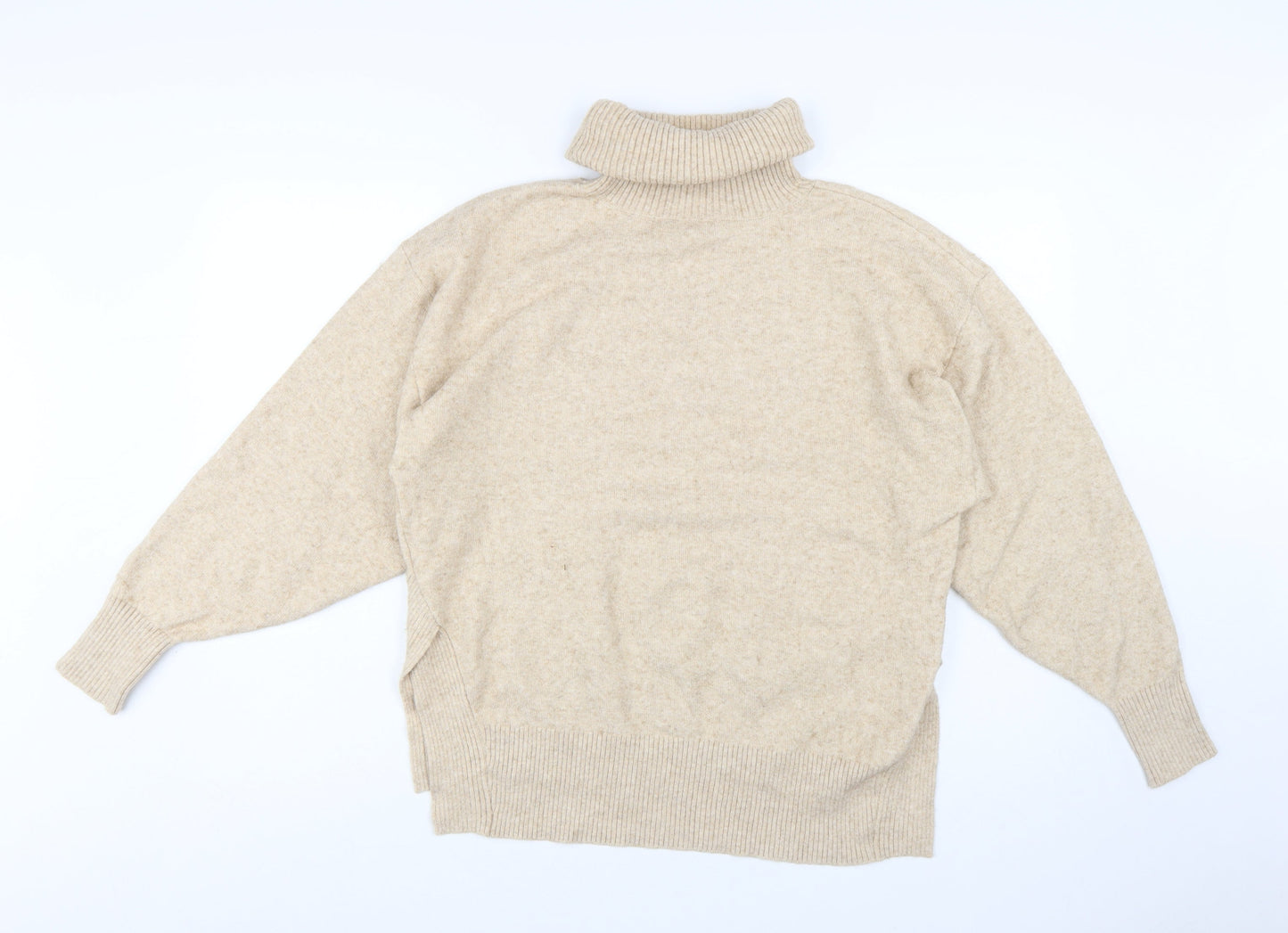 & Other Stories Women’s Beige Wool Cashmere Roll Neck Jumper Size 8