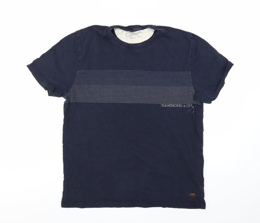 Hammond & Co Men's Navy Blue Cotton Crew Neck T-Shirt Medium
