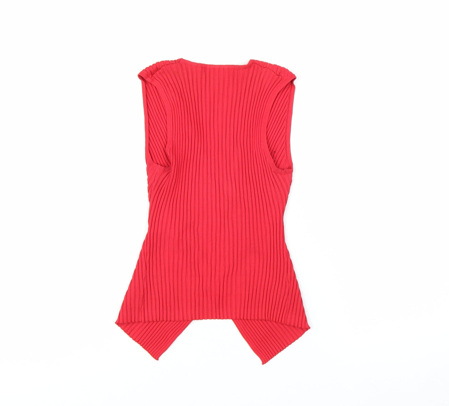 Excellent Women’s Red Sleeveless Wrap Knit Blouse Size L