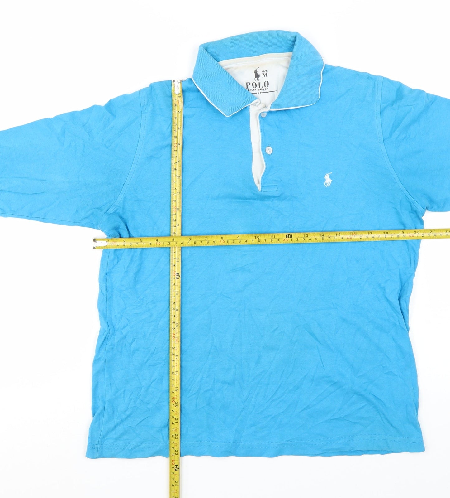 Ralph Lauren Men's Blue Long Sleeve Cotton Polo Shirt Size M