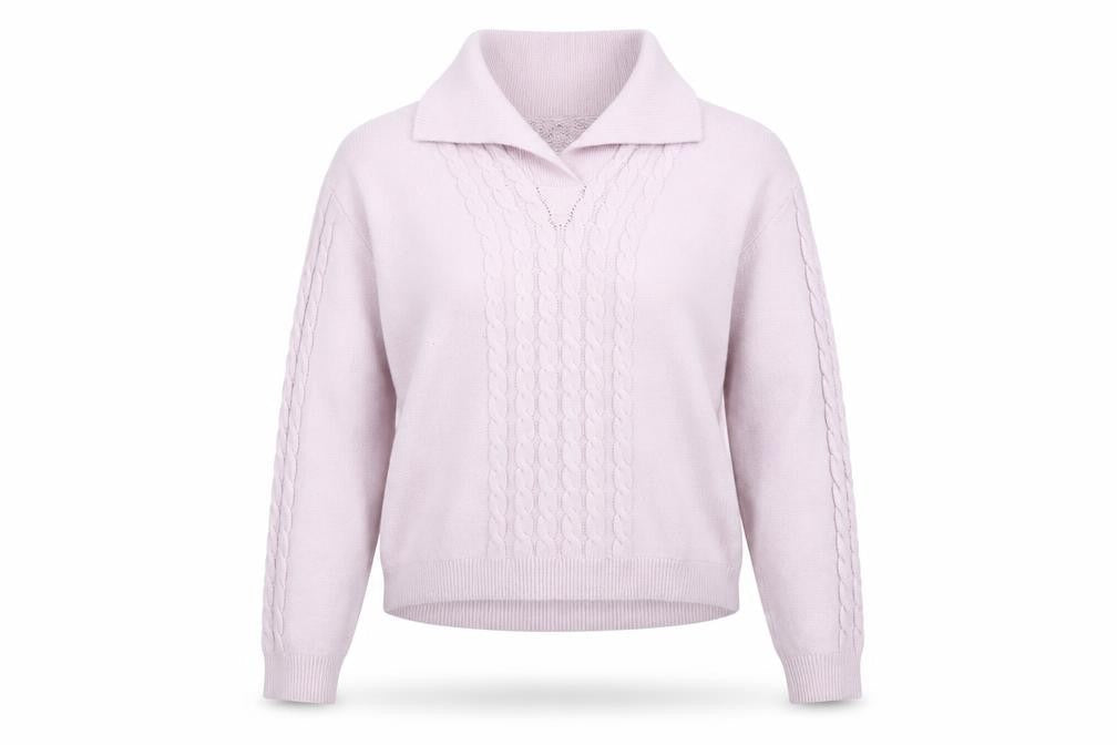 Crew Clothing Pink Cable Knit Roll Neck Jumper Size 16