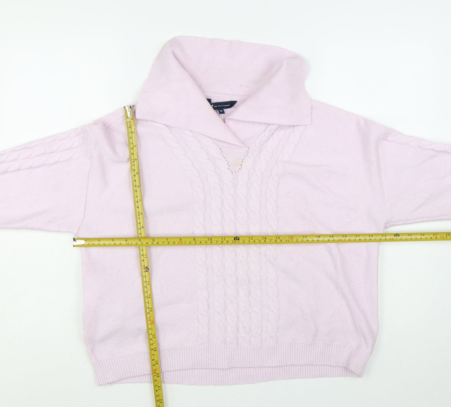 Crew Clothing Womens Pink Cable Knit Roll Neck Jumper Size 16