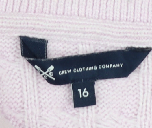 Crew Clothing Womens Pink Cable Knit Roll Neck Jumper Size 16