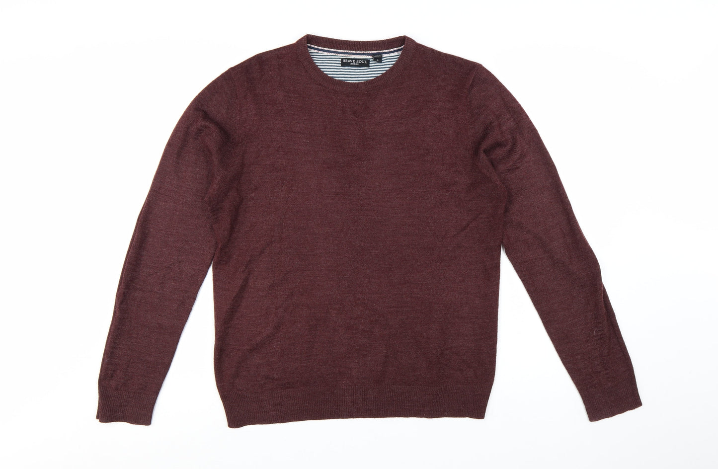Brave Soul Men's Brown Crew Neck Pullover Jumper Size L
