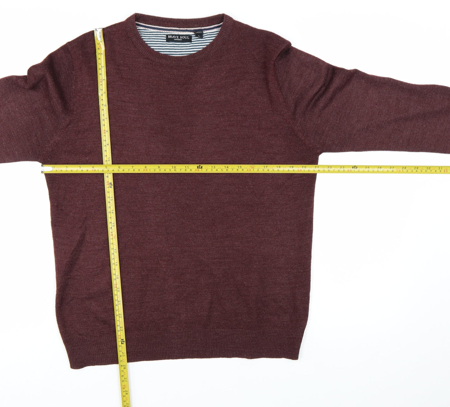 Brave Soul Men's Brown Crew Neck Pullover Jumper Size L
