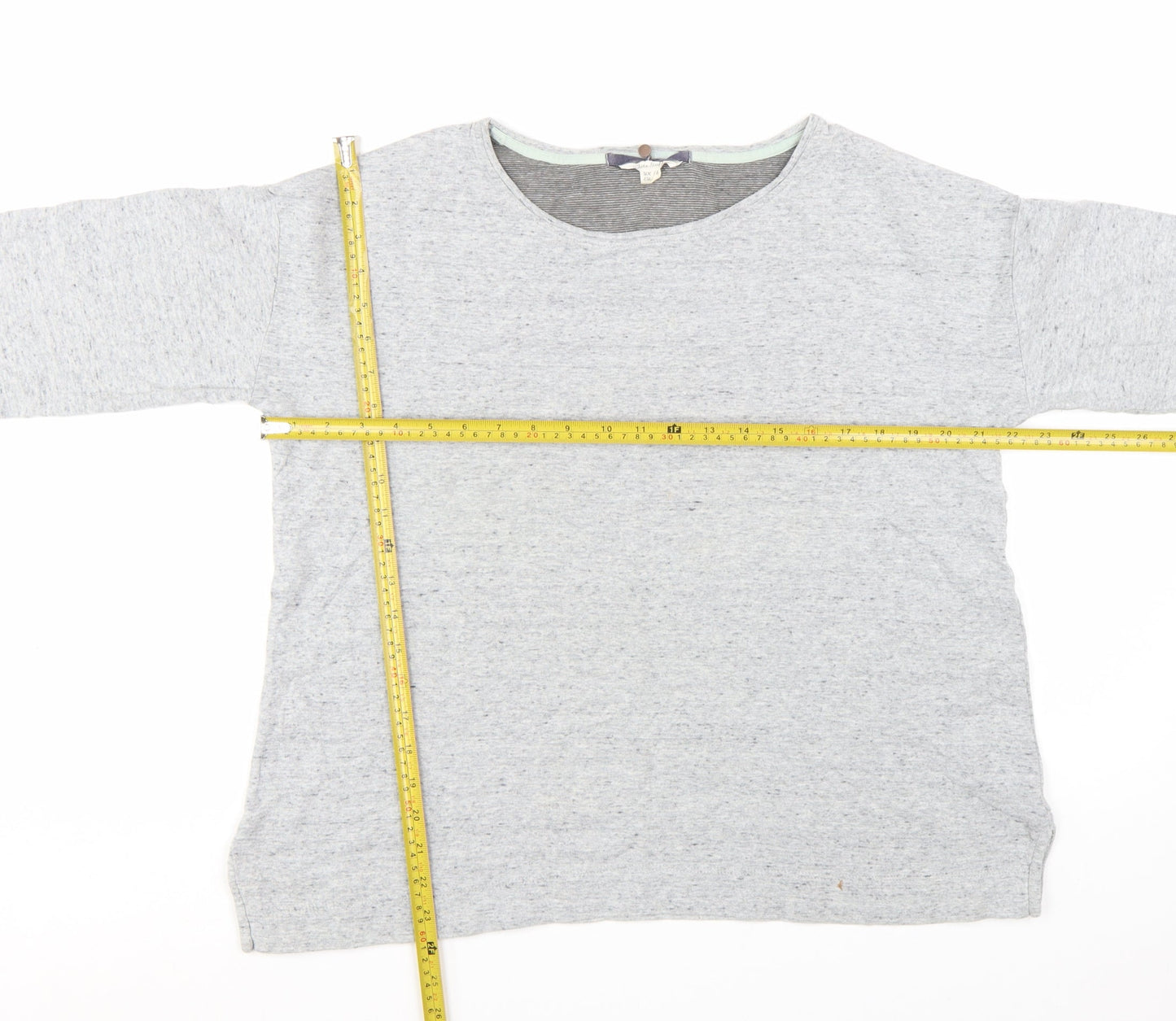 White Stuff Women's Grey Cotton 3/4 Sleeve Basic T-Shirt UK 16