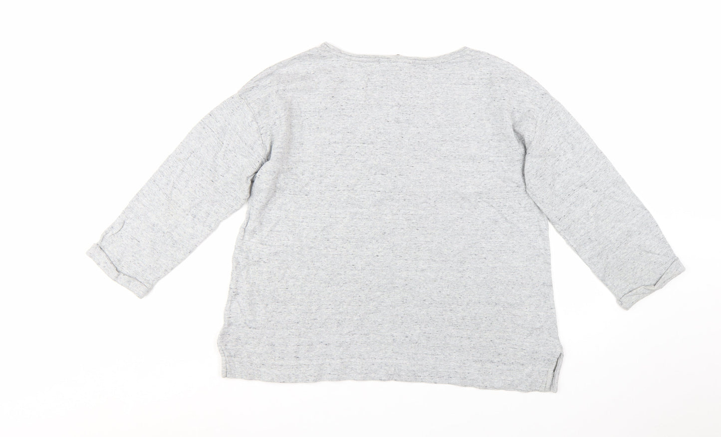 White Stuff Women's Grey Cotton 3/4 Sleeve Basic T-Shirt UK 16