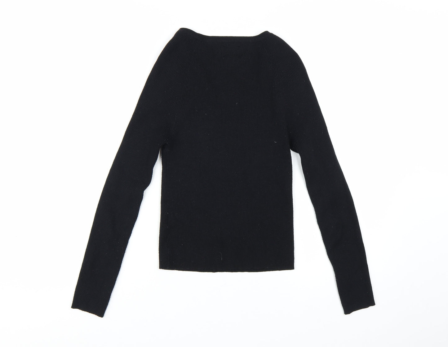 ASOS DESIGN Women's Black Slim Fit Long Sleeve Square Neck Jumper Size 10