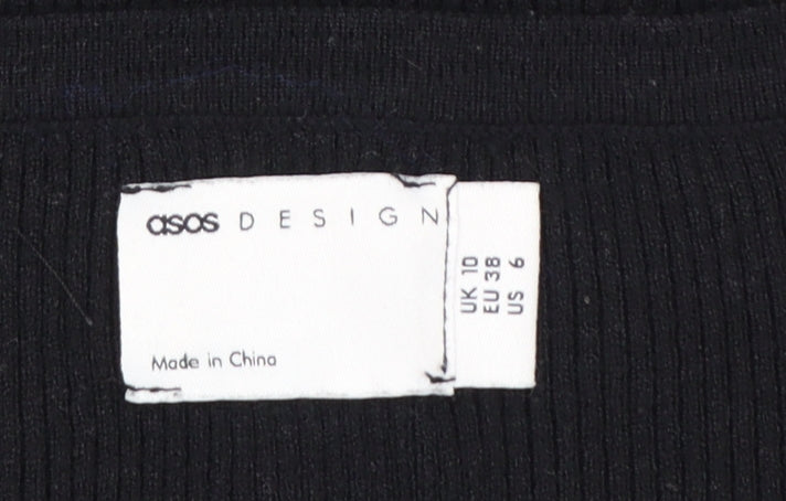 ASOS DESIGN Women's Black Slim Fit Long Sleeve Square Neck Jumper Size 10