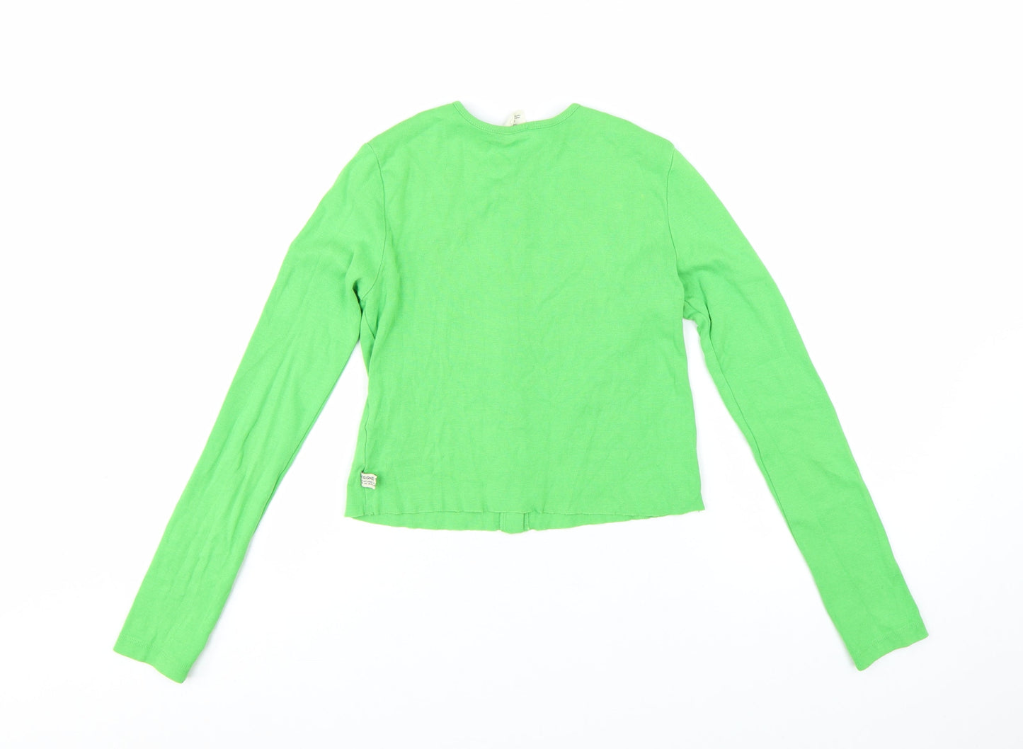 Urban Outfitters Women Green Cropped Button-Up Long Sleeve Top Size S