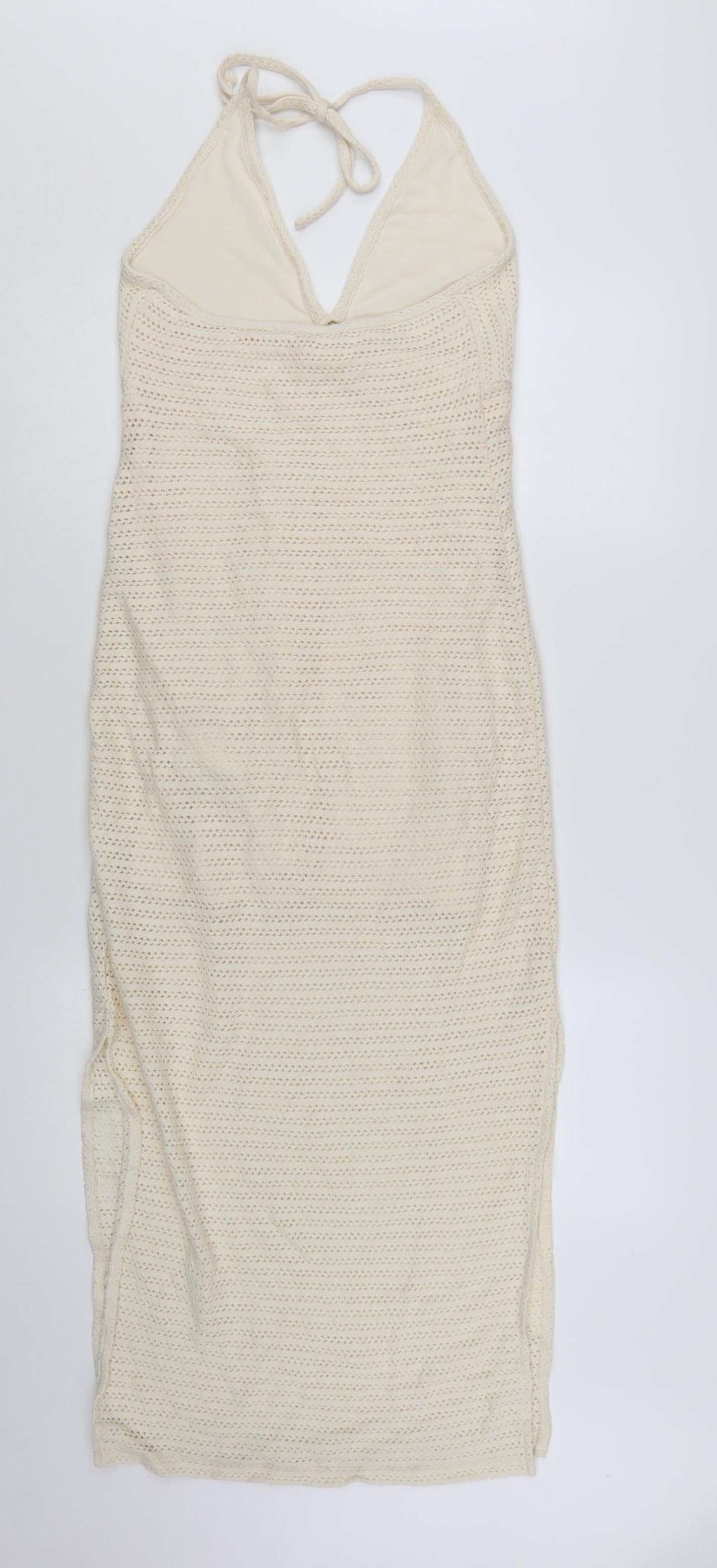 Reserved Womens Ivory Crochet Halter Midi Slip Dress Size S