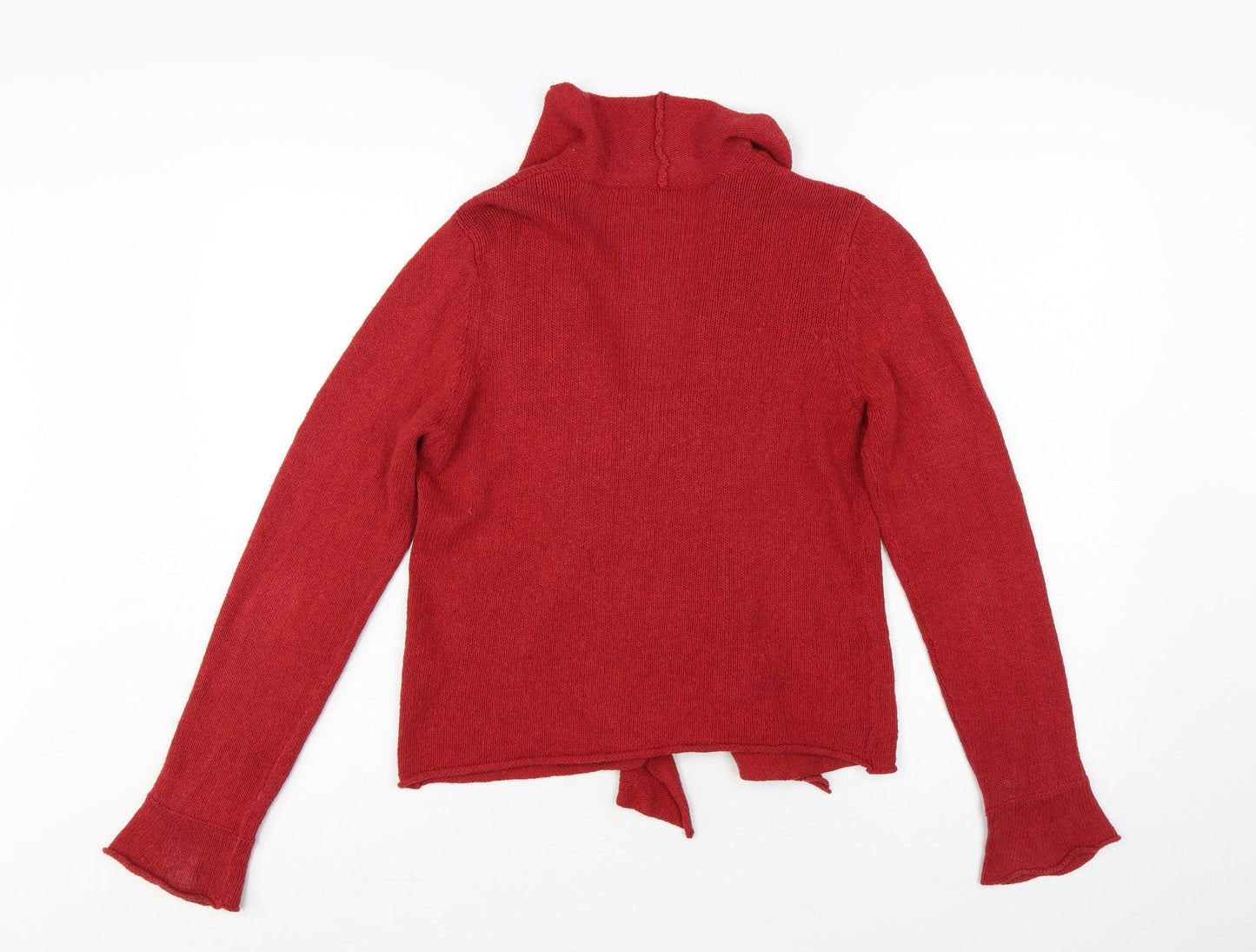 Marks and Spencer Per Una Red Ruffle Edge Cardigan Women L Silk Blend