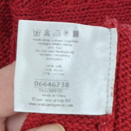Marks and Spencer Per Una Red Ruffle Edge Cardigan Women L Silk Blend