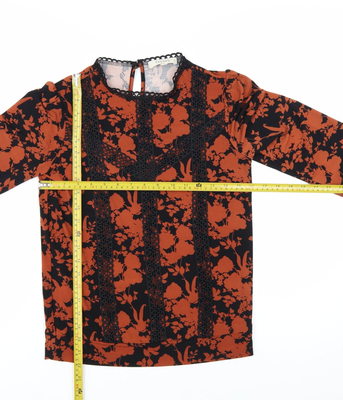 Oasis Women's Multicoloured Floral Lace Long Sleeve Tunic Blouse XS