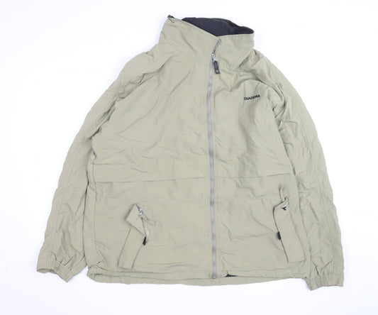 Diadora Men's Beige XL Windbreaker Jacket Full Zip Casual Outdoor