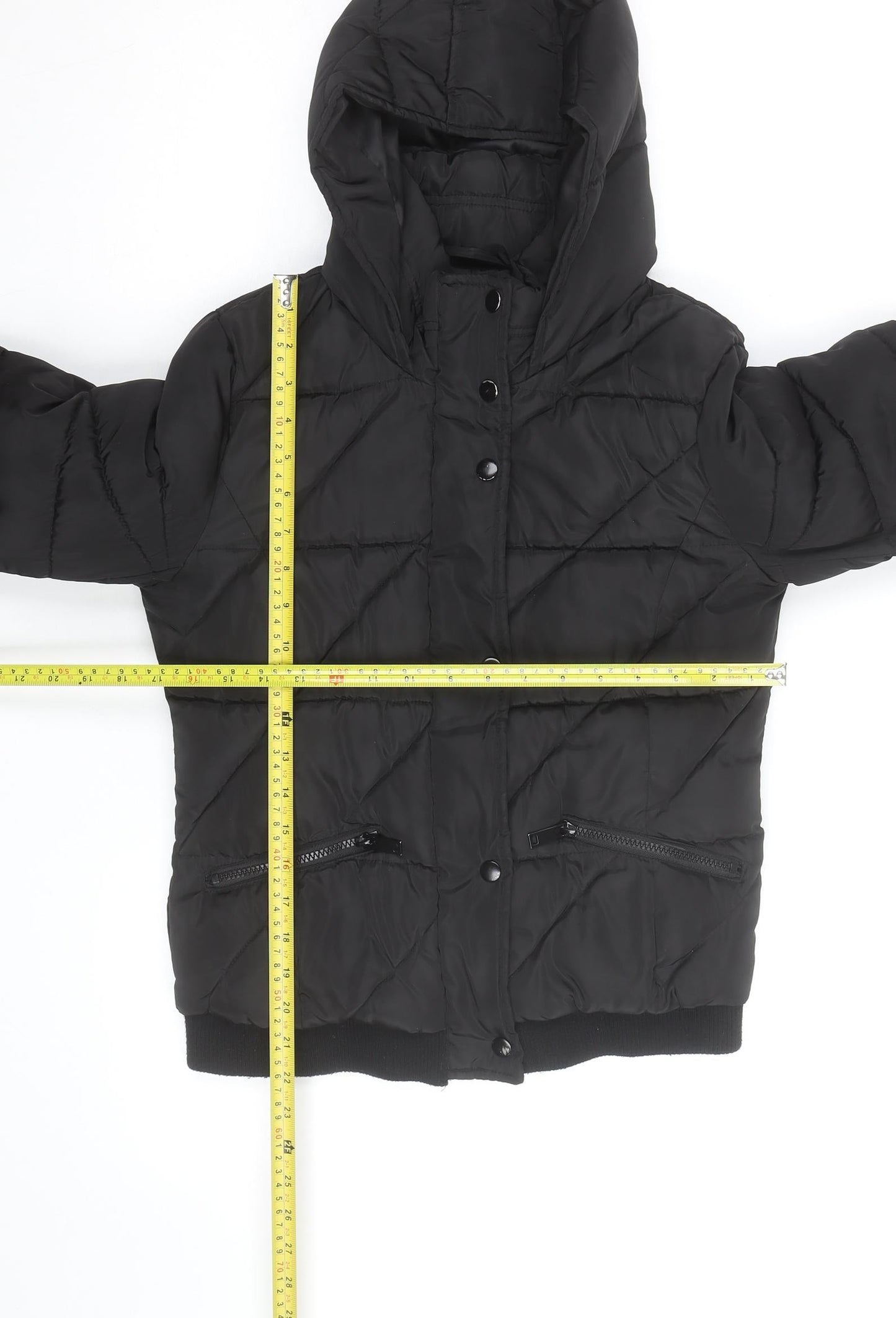 New Look Boys Black Hooded Puffer Jacket 15-16 Years Winter Quilted Coat