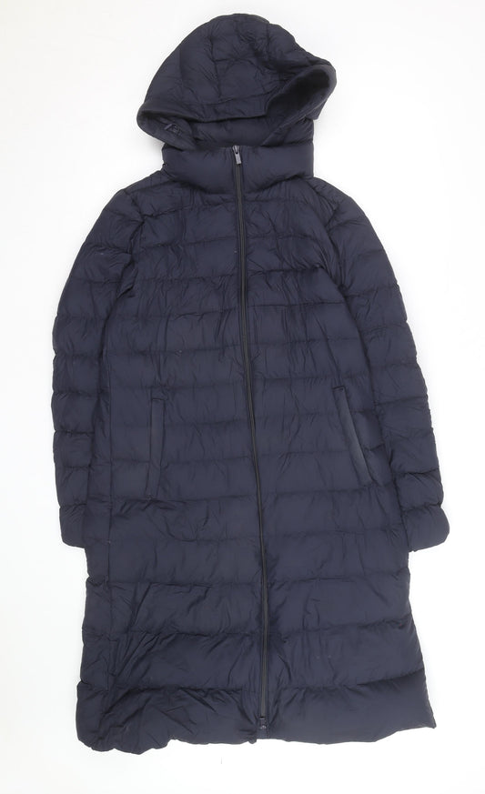 Uniqlo Men’s Blue Long Puffer Coat Hooded Down Jacket Size S