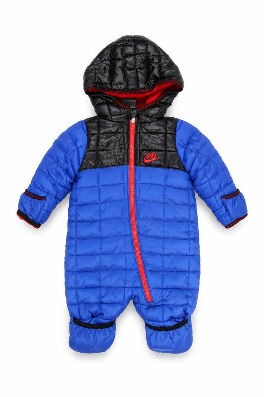 Nike Unisex Baby Blue Puffer Snowsuit 0-3 Months Hooded Winter Suit